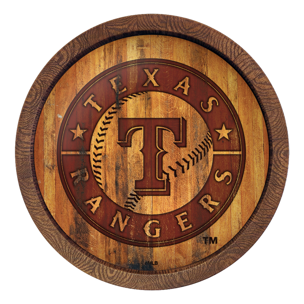 Texas Rangers Branded "Faux" Barrel Top Sign  