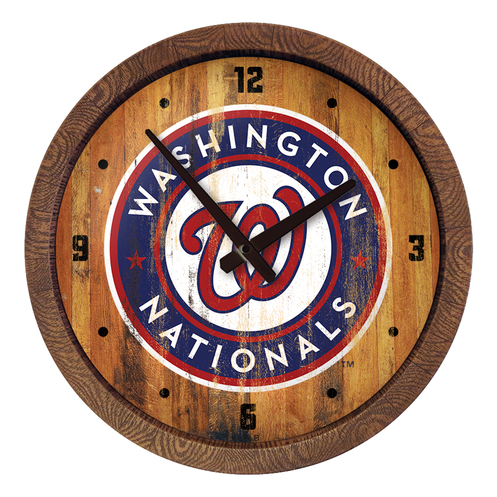 Washington Nationals Weathered "Faux" Barrel Top Clock  