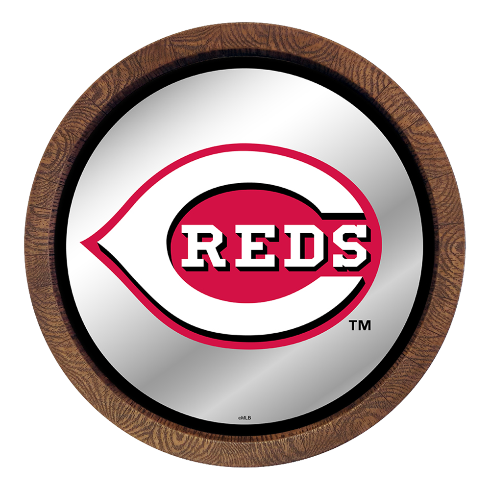 Cincinnati Reds "Faux" Barrel Top Mirrored Wall Sign  