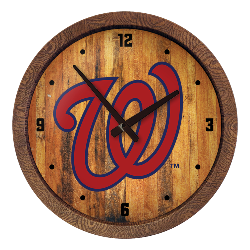 Washington Nationals Logo - "Faux" Barrel Top Clock  