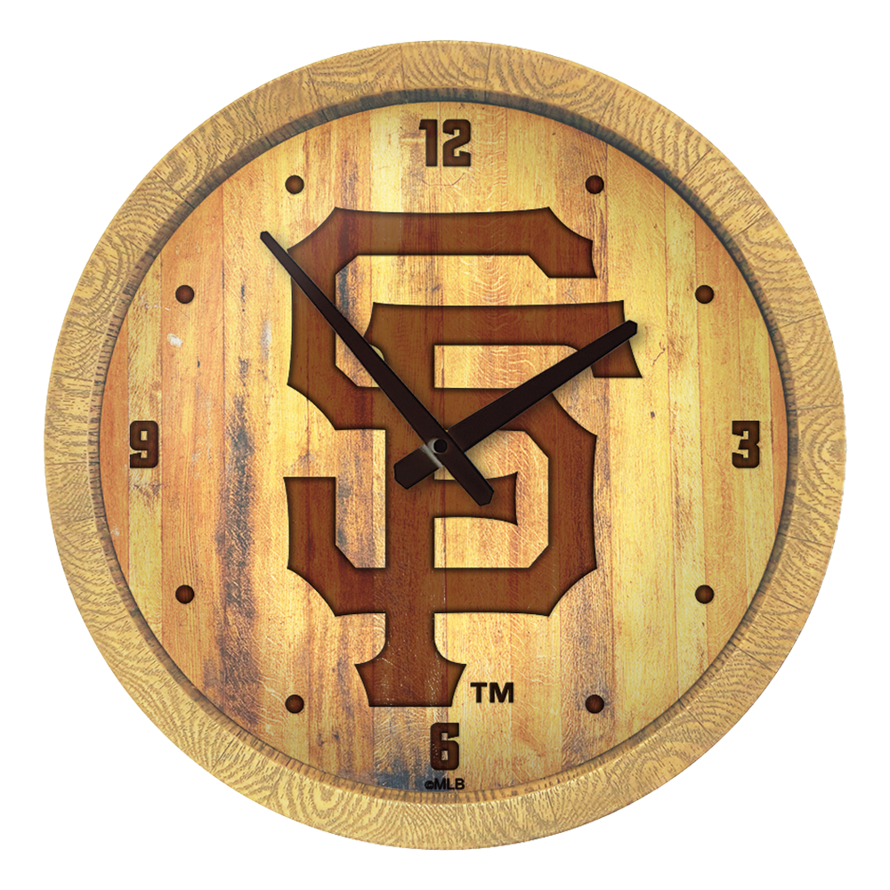 San Francisco Giants Logo - Branded "Faux" Barrel Top Clock  