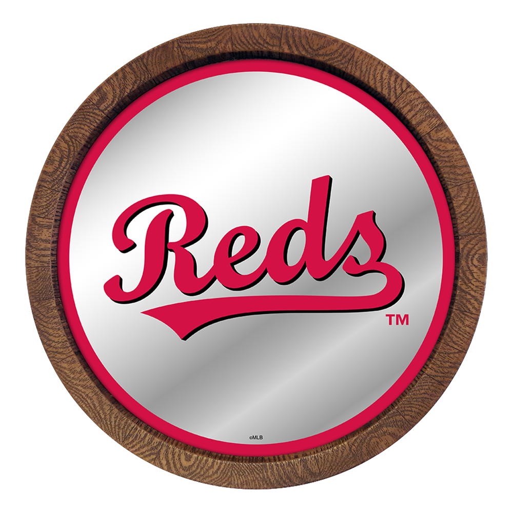 Cincinnati Reds Reds - "Faux" Barrel Top Mirrored Wall Sign  