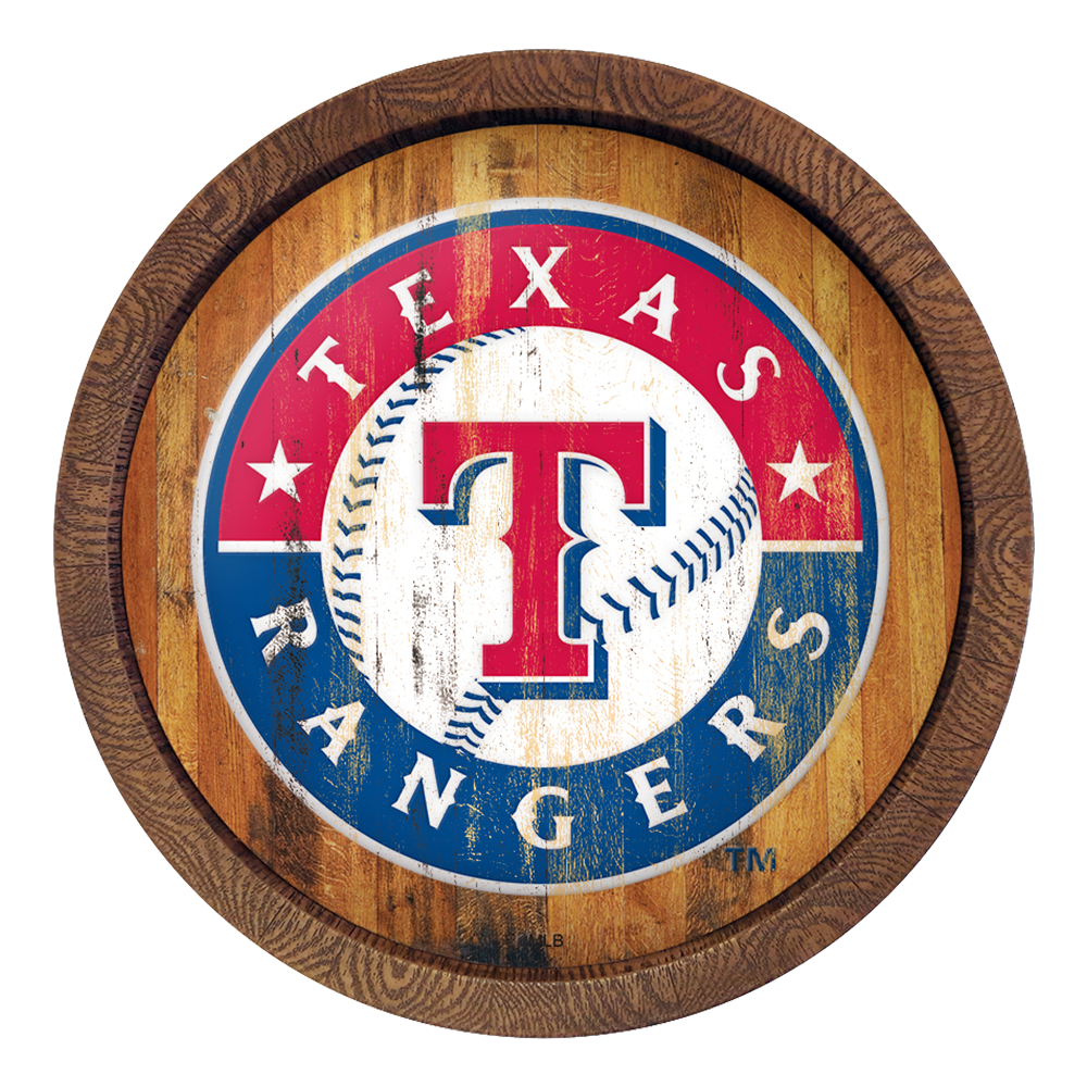 Texas Rangers Weathered "Faux" Barrel Top Sign  