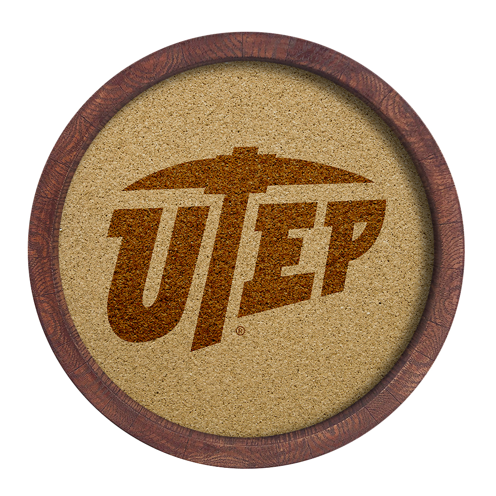 UTEP Miners "Faux" Barrel Framed Cork Board  