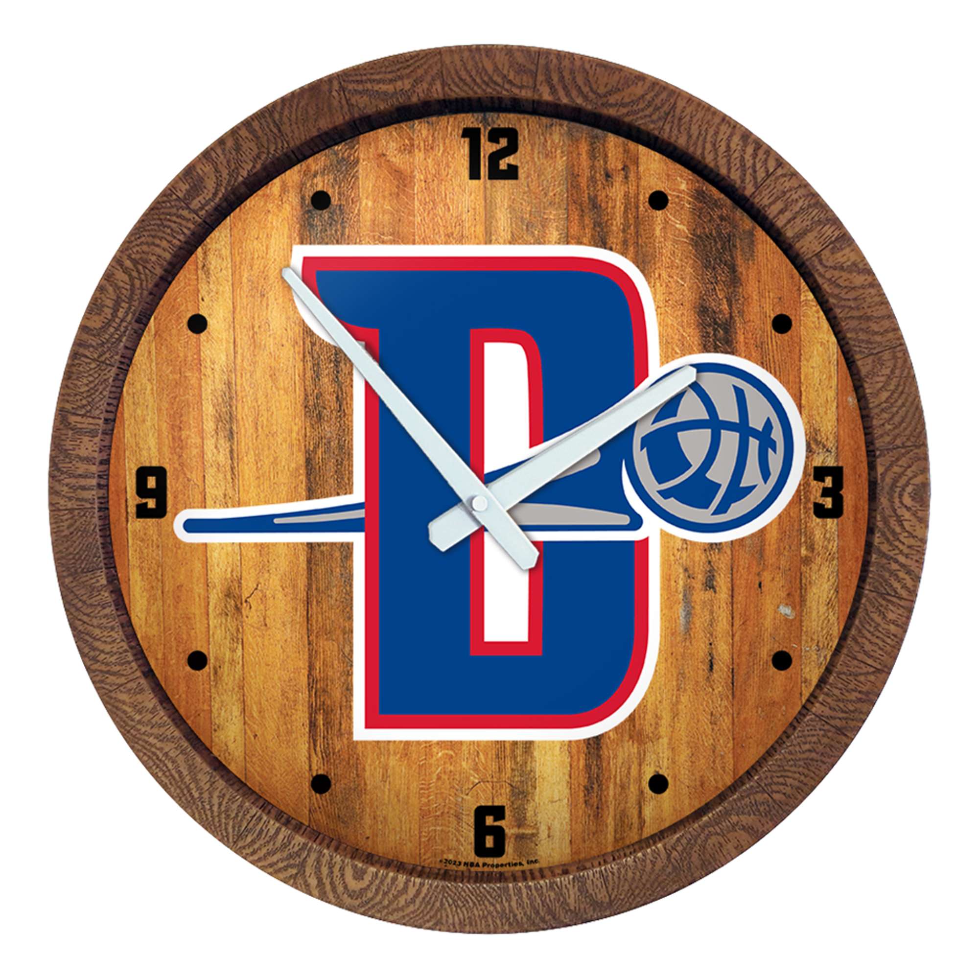 Detroit Pistons: Logo - "Faux" Barrel Top Clock    