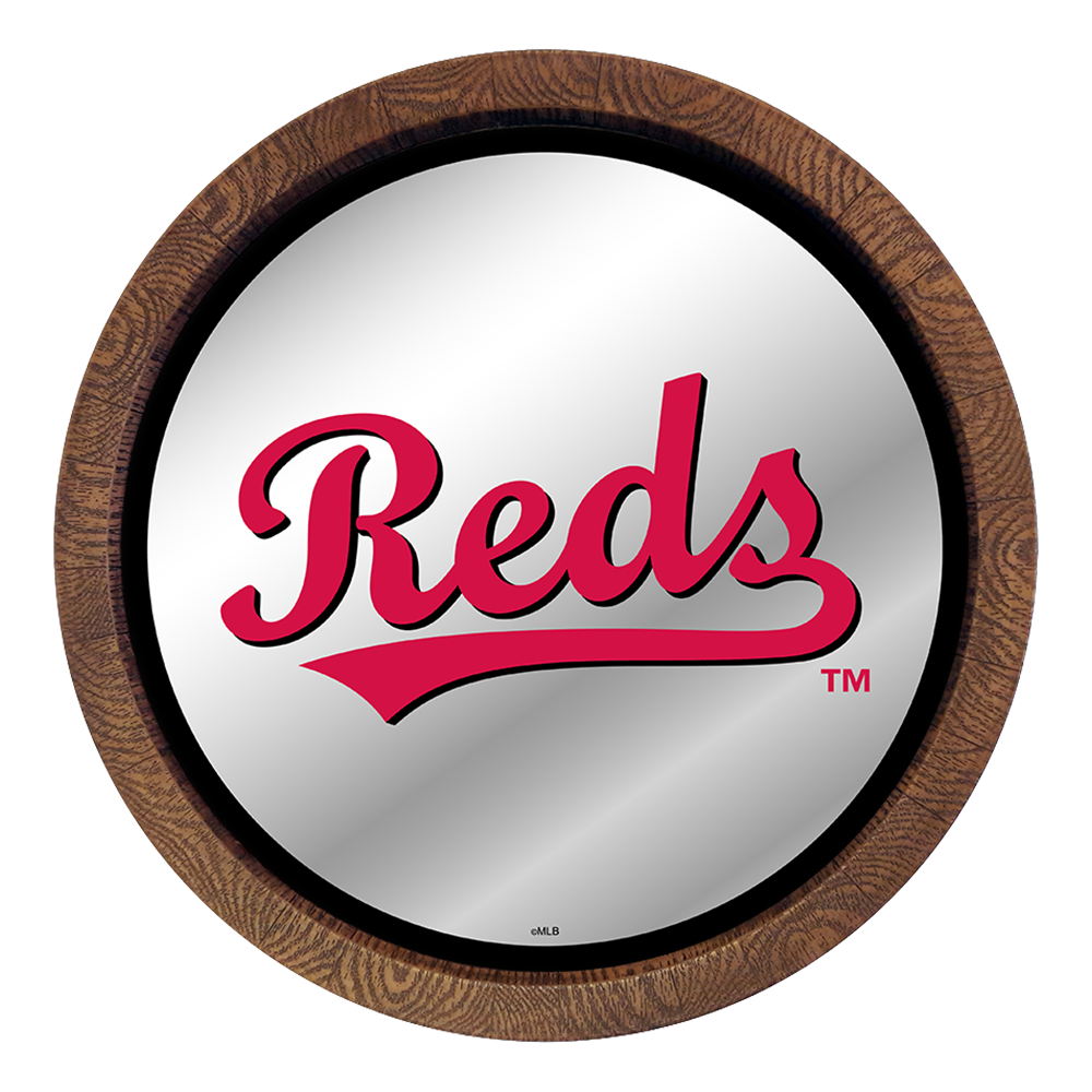 Cincinnati Reds Reds - "Faux" Barrel Top Mirrored Wall Sign  
