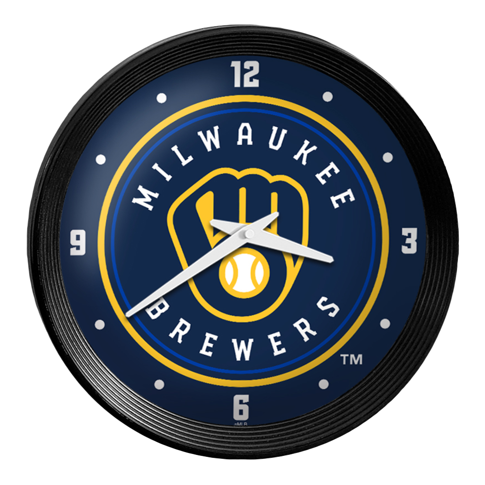 Milwaukee Brewers Ribbed Frame Wall Clock  