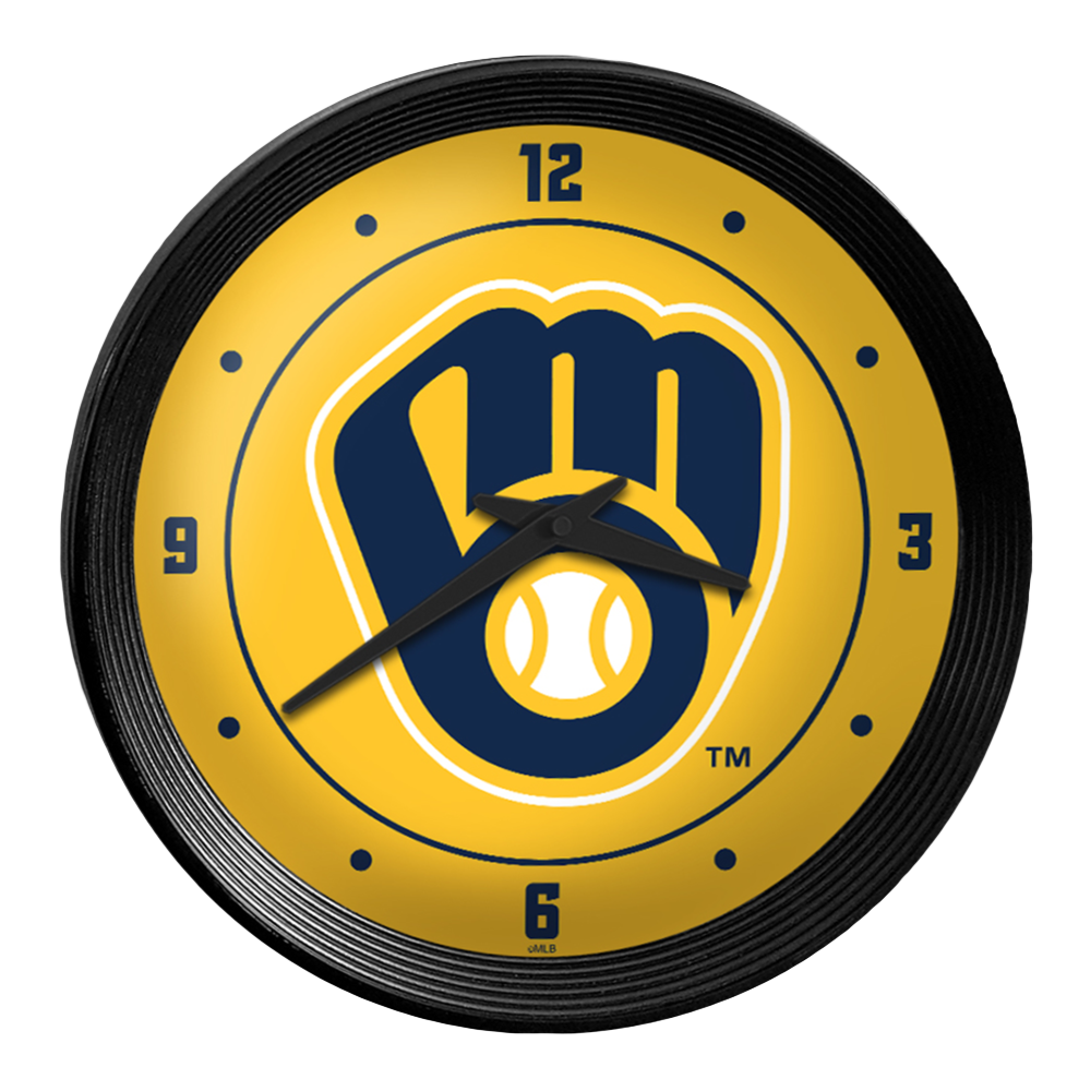 Milwaukee Brewers Logo - Ribbed Frame Wall Clock  