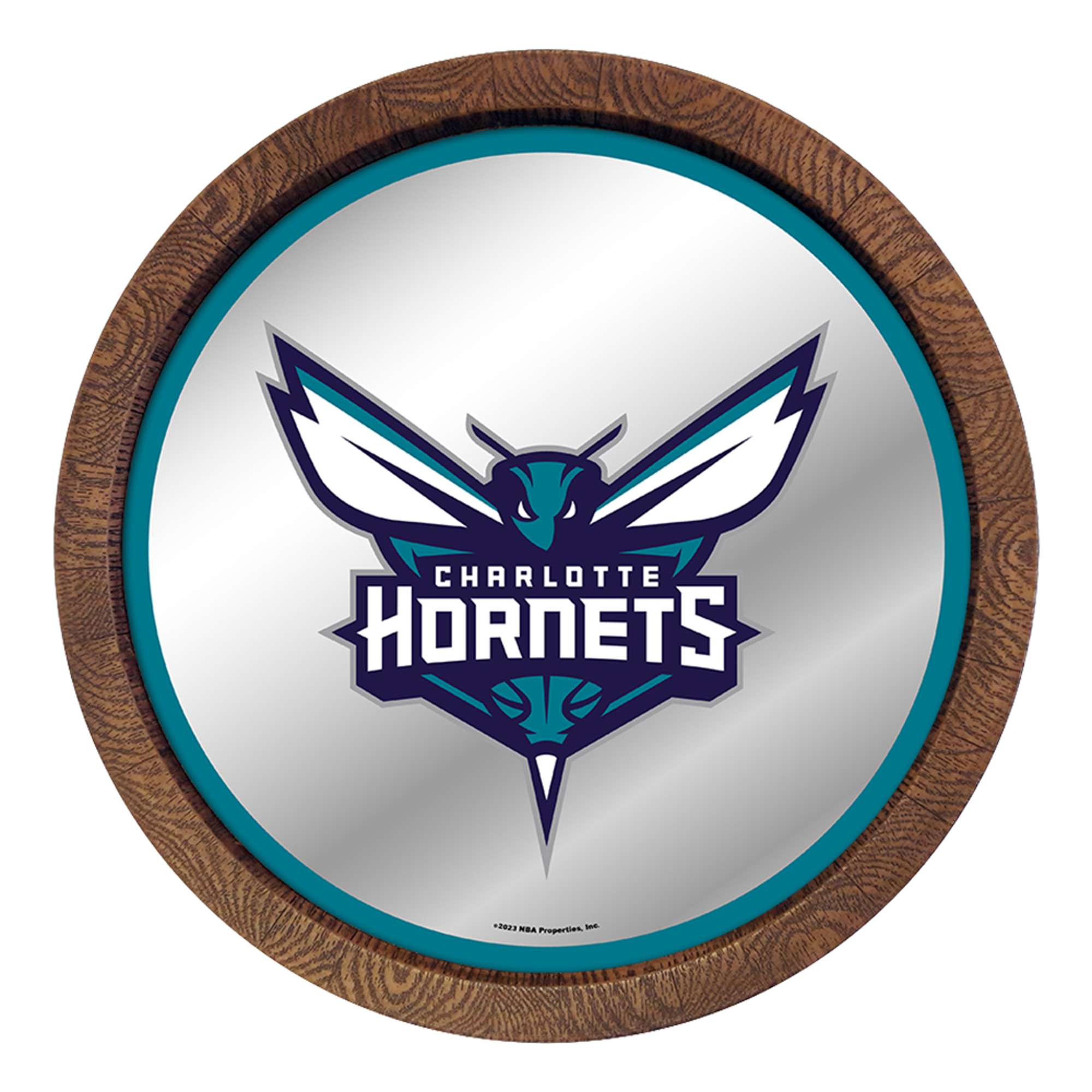 Charlotte Hornets: "Faux" Barrel Top Mirrored Wall Sign    