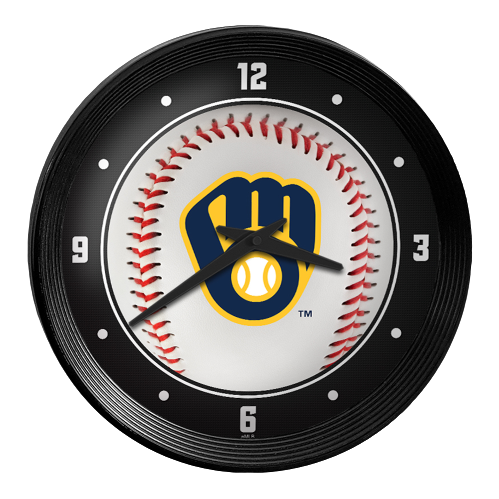 Milwaukee Brewers Baseball - Ribbed Frame Wall Clock  