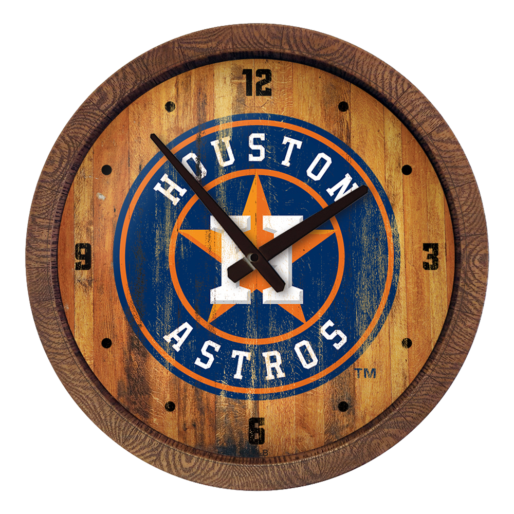 Houston Astros Weathered "Faux" Barrel Top Clock  