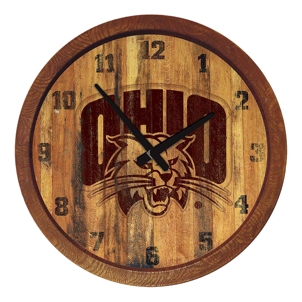 Ohio University Bobcats Branded "Faux" Barrel Top Wall Clock  