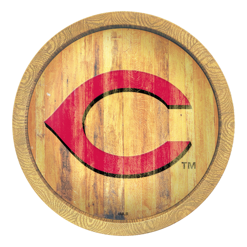 Cincinnati Reds Logo - Weathered "Faux" Barrel Top Sign  
