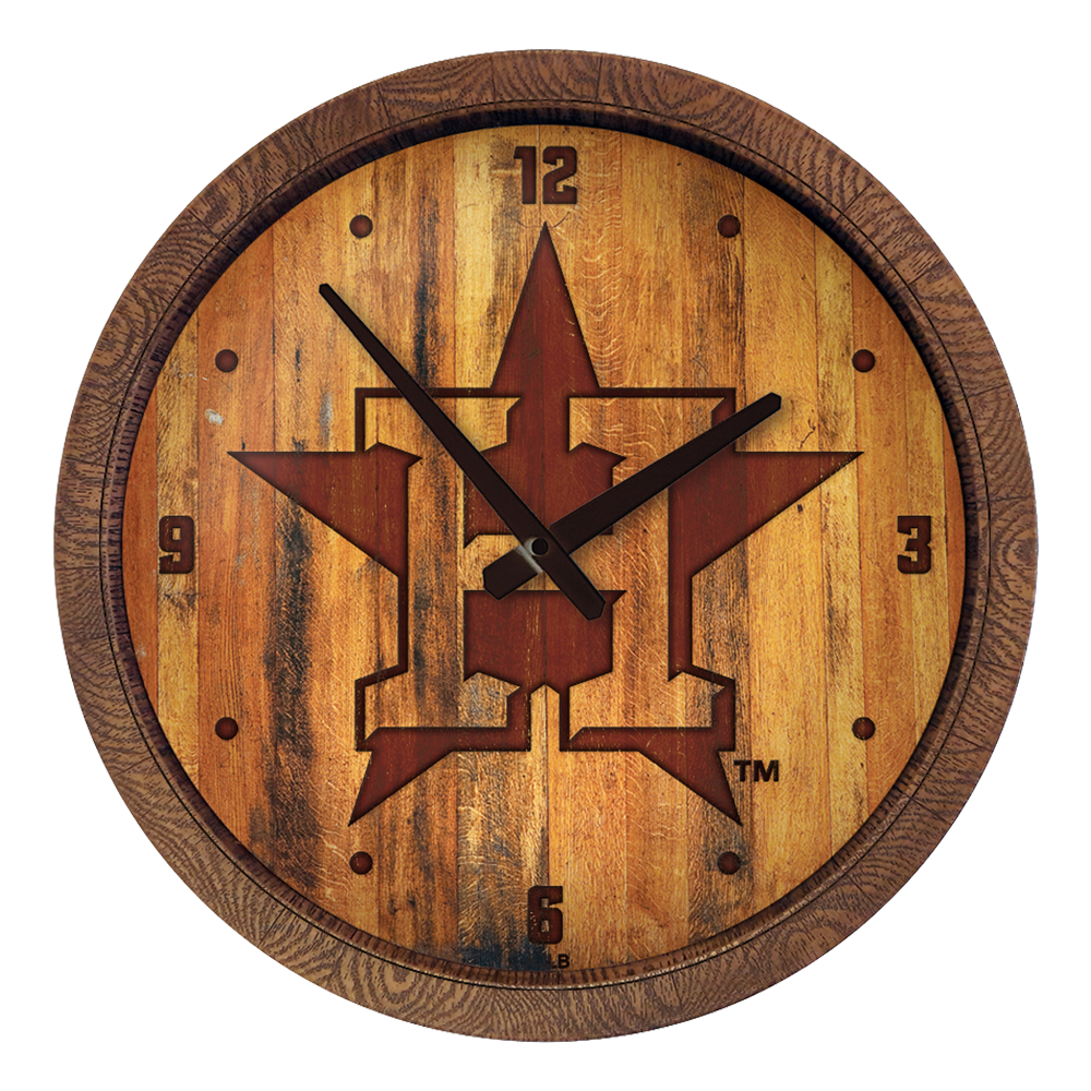Houston Astros Logo - Branded "Faux" Barrel Top Clock  