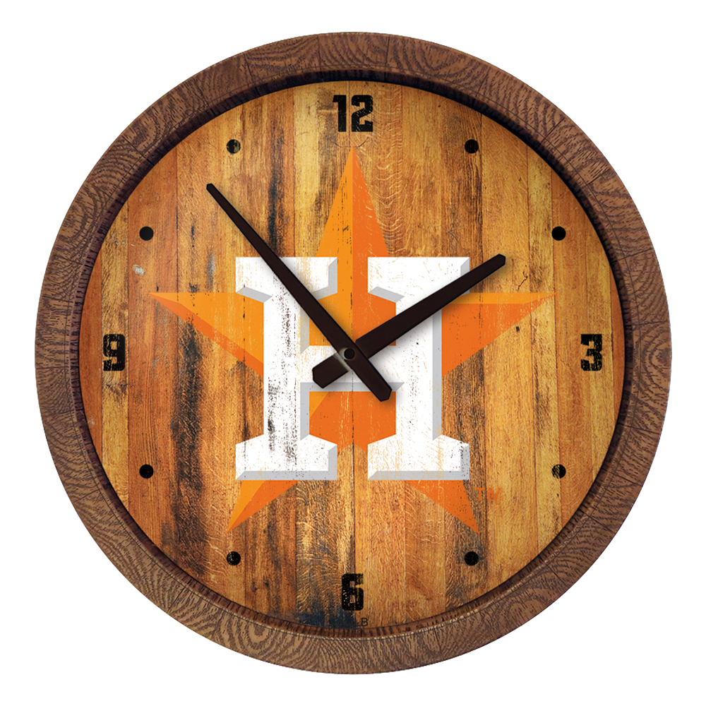 Houston Astros Logo - Weathered "Faux" Barrel Top Clock  