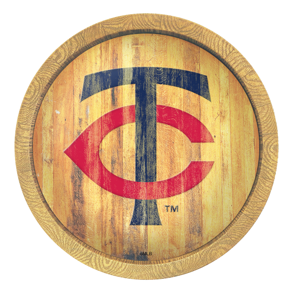 Minnesota Twins Logo - Weathered "Faux" Barrel Top Sign  
