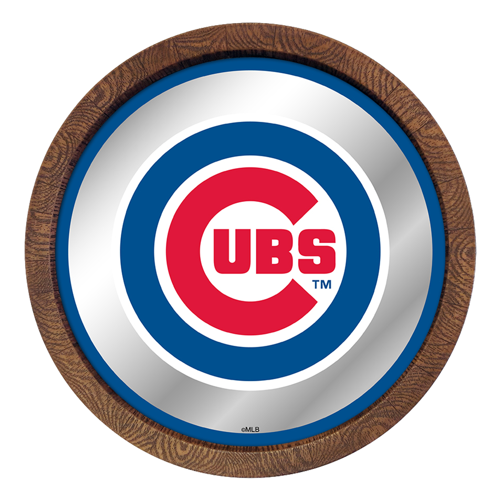 Chicago Cubs "Faux" Barrel Top Mirrored Wall Sign  