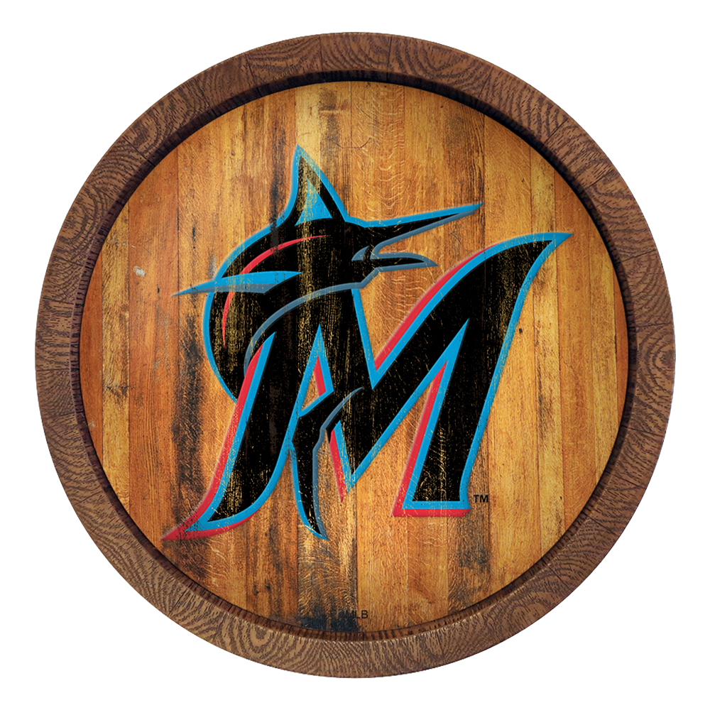 Miami Marlins Logo - Weathered "Faux" Barrel Top Sign  