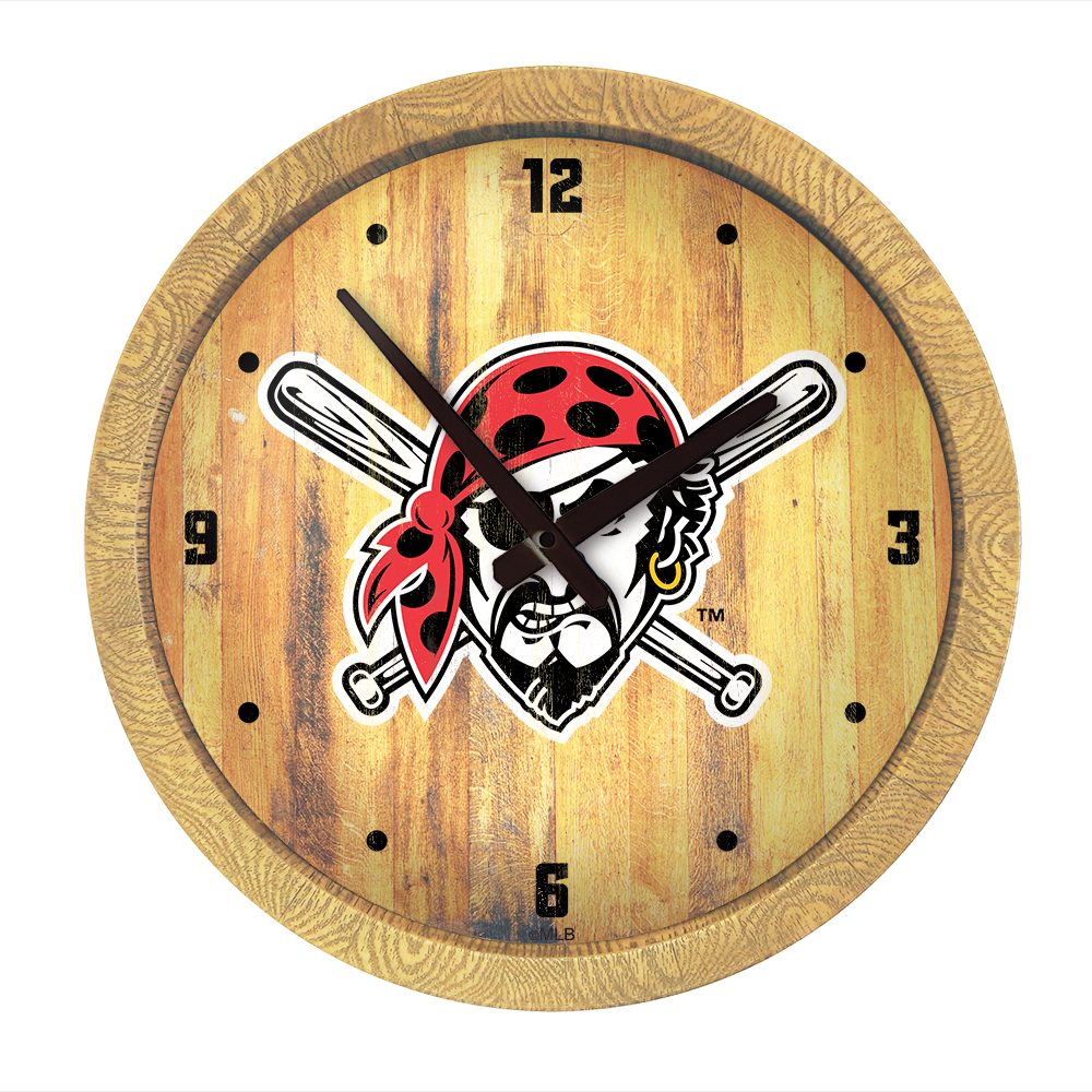 Pittsburgh Pirates: Pirate - Weathered "Faux" Barrel Top Clock   