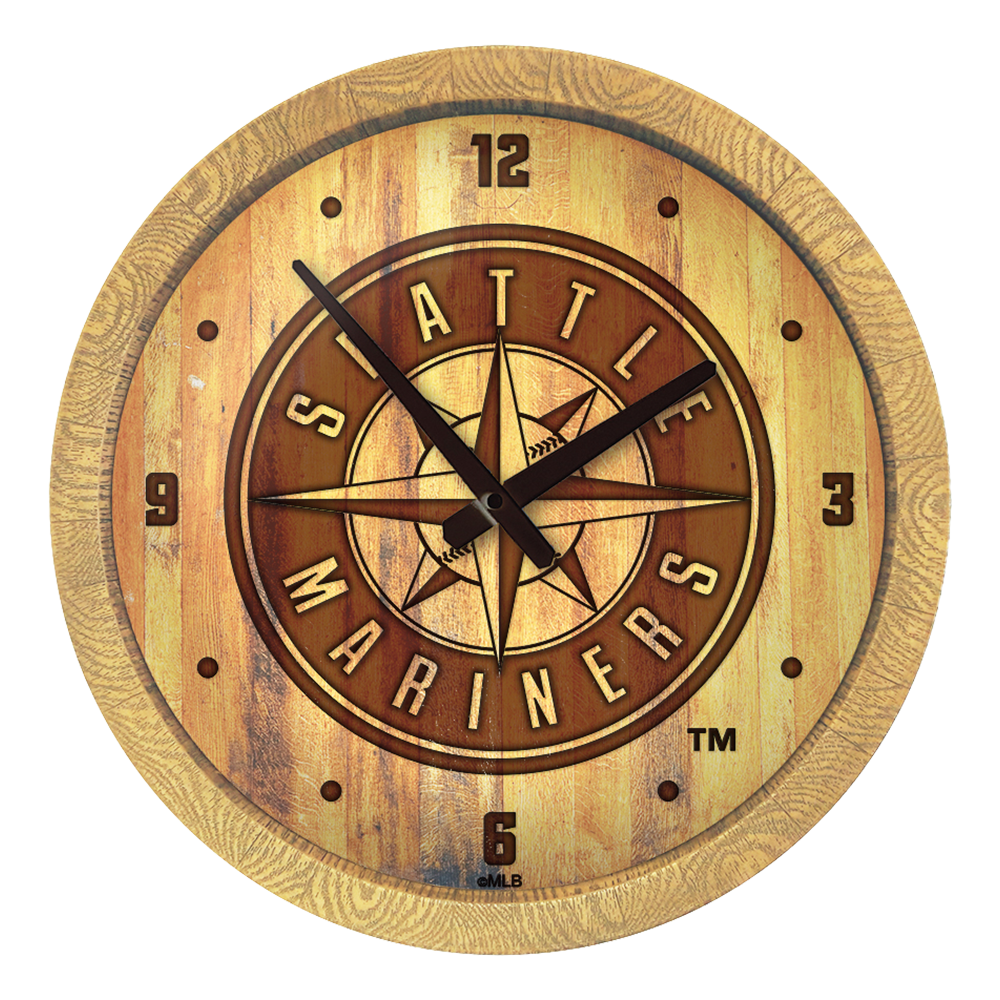 Seattle Mariners: Branded "Faux" Barrel Top Clock   