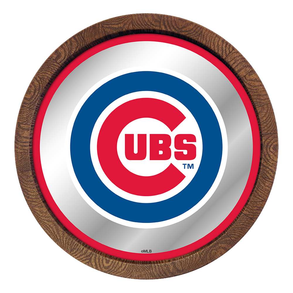 Chicago Cubs "Faux" Barrel Top Mirrored Wall Sign  