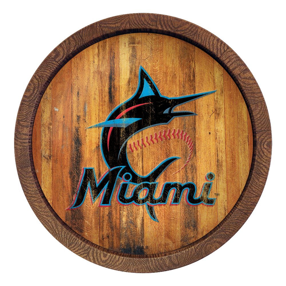 Miami Marlins Weathered "Faux" Barrel Top Sign  