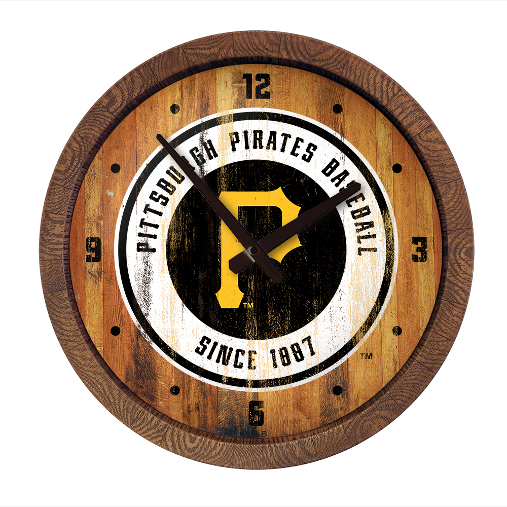 Pittsburgh Pirates: Weathered "Faux" Barrel Top Clock   