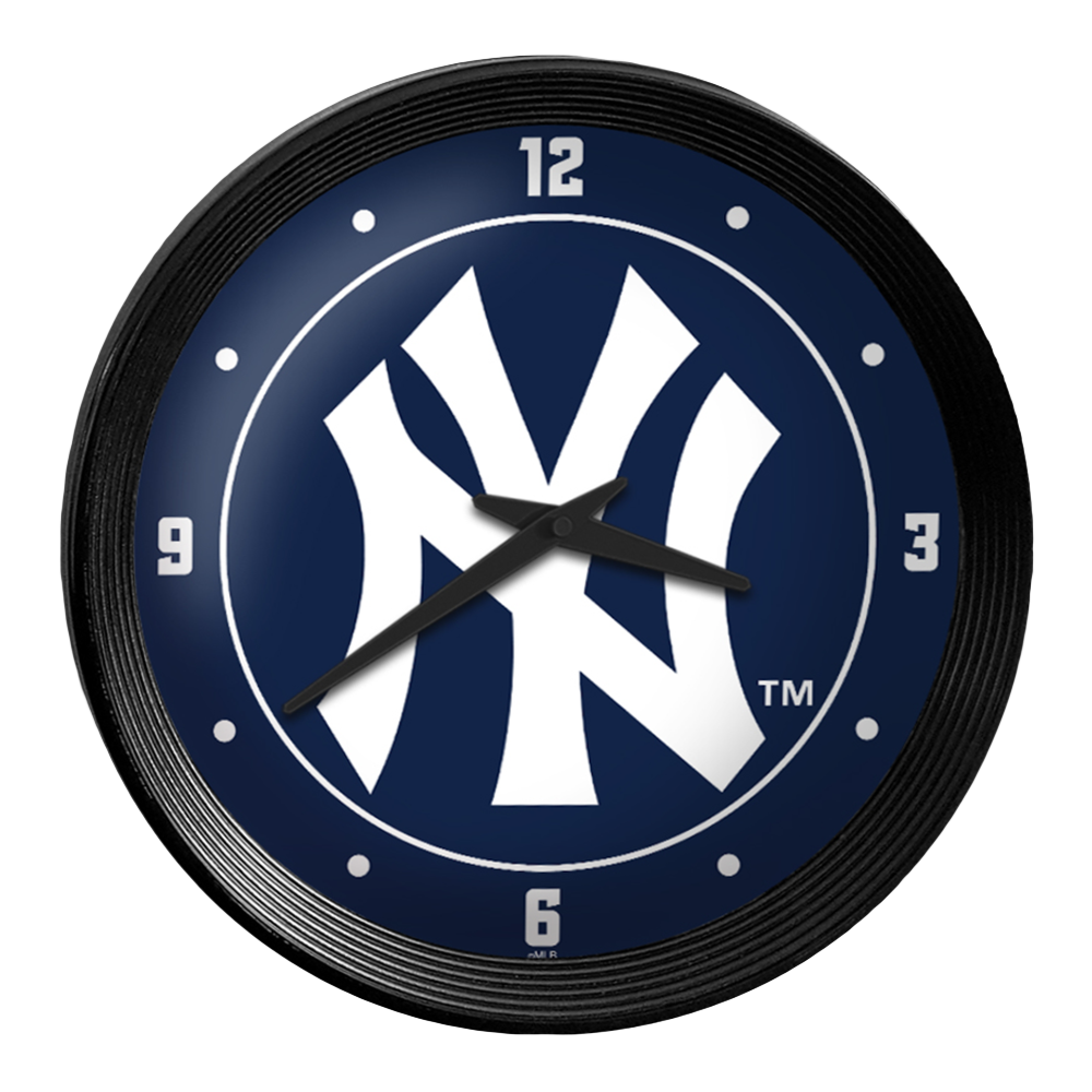 New York Yankees Logo - Ribbed Frame Wall Clock  