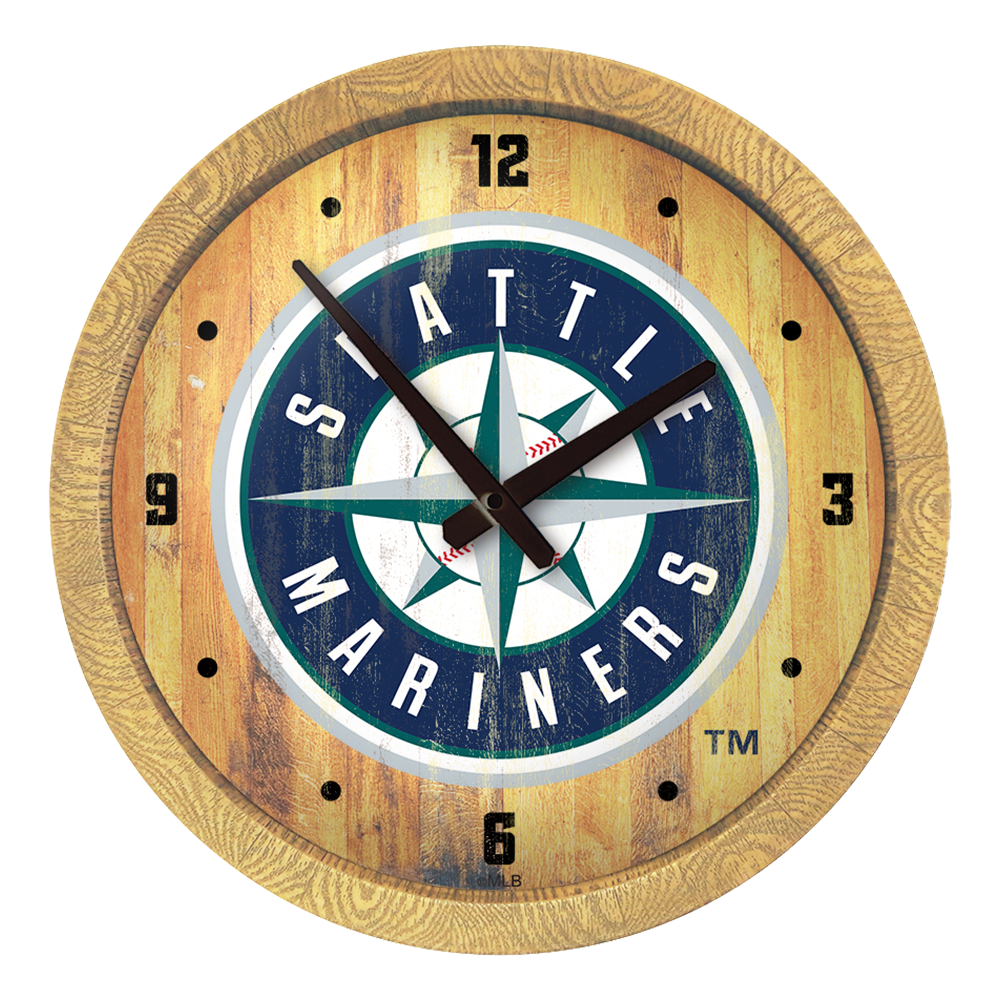 Seattle Mariners: Weathered "Faux" Barrel Top Clock   