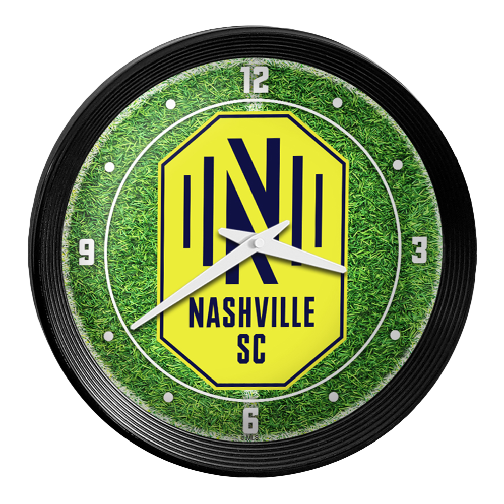 Nashville SC: Pitch - Ribbed Frame Wall Clock