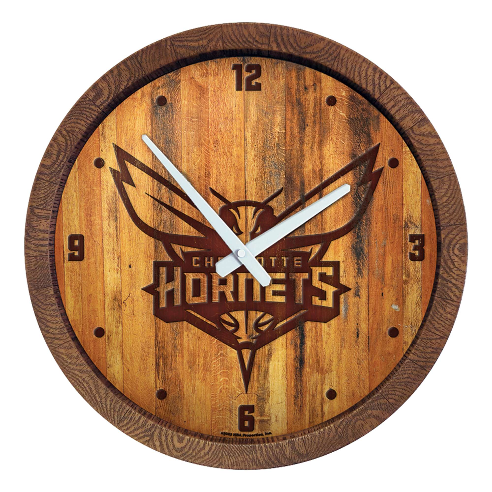 Charlotte Hornets: "Faux" Barrel Top Clock    