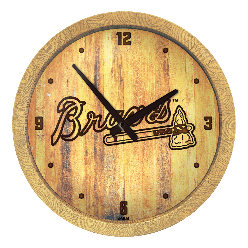 Atlanta Braves Branded "Faux" Barrel Top Clock  
