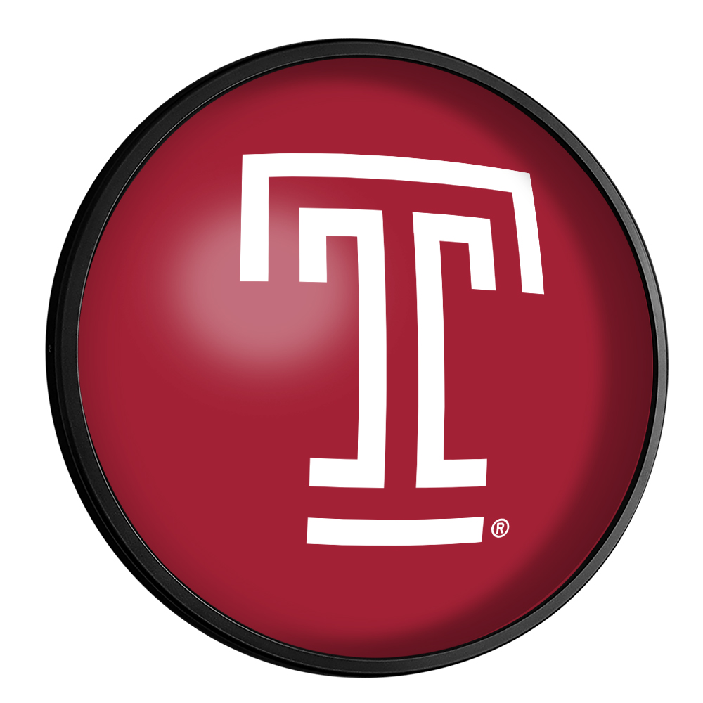 Temple Owls Logo - Round Slimline Lighted Wall Sign