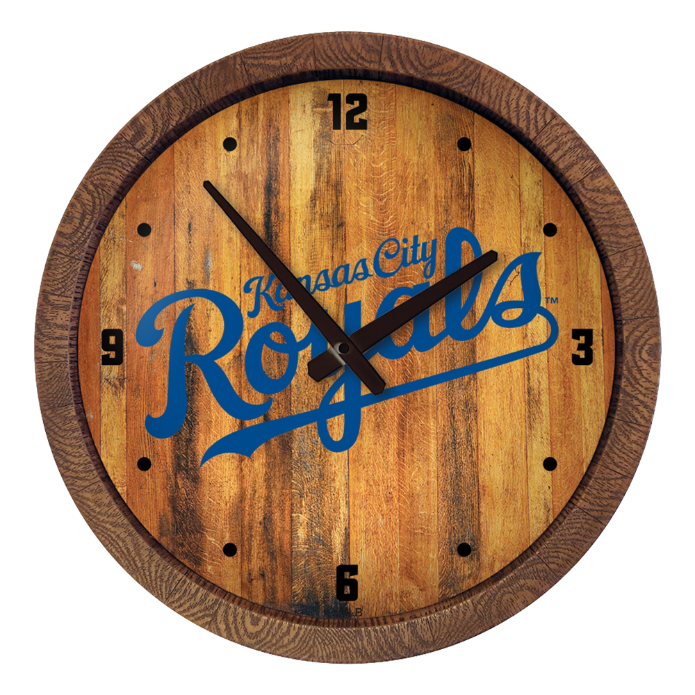 Kansas City Royals Wordmark - "Faux" Barrel Top Clock  