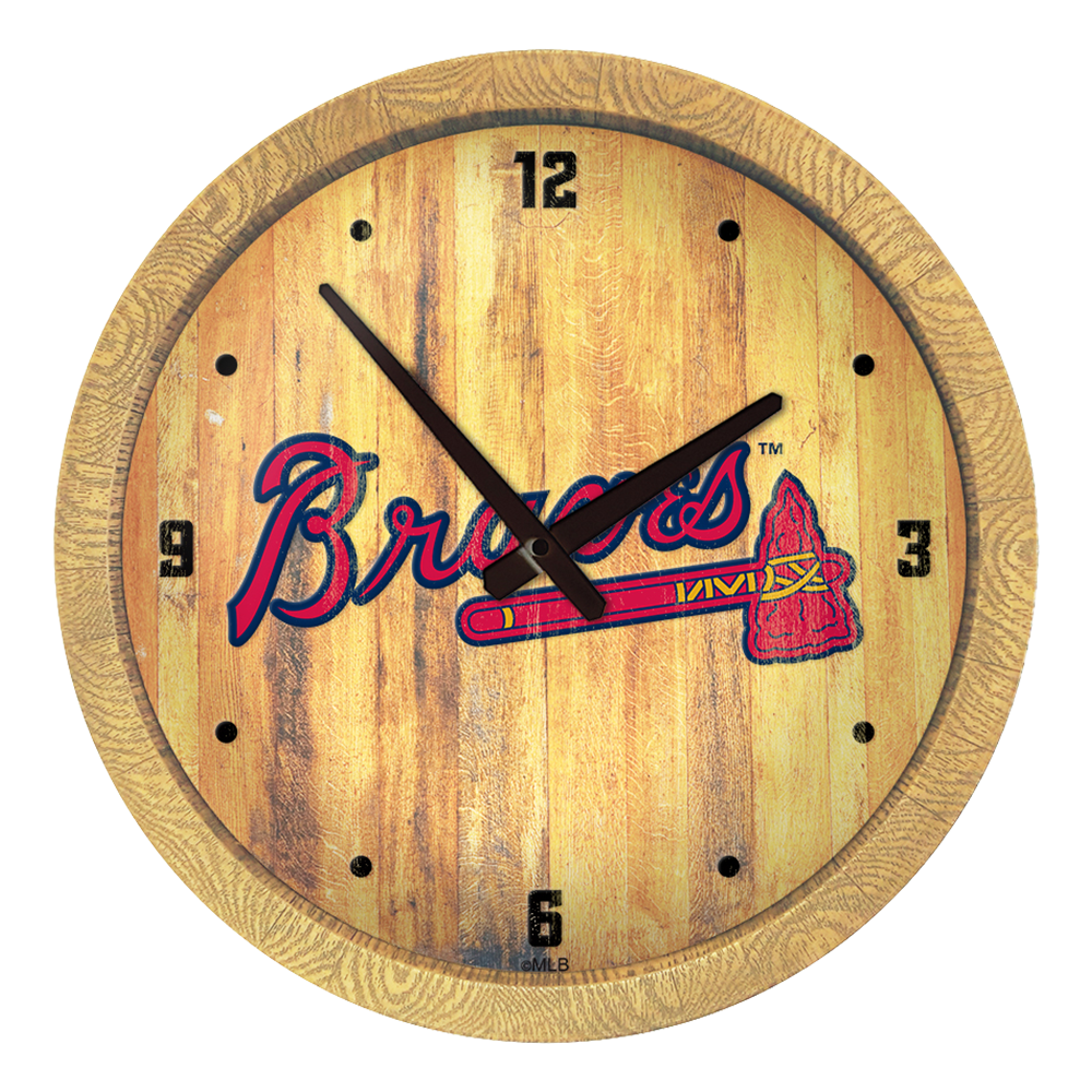 Atlanta Braves Weathered "Faux" Barrel Top Clock  