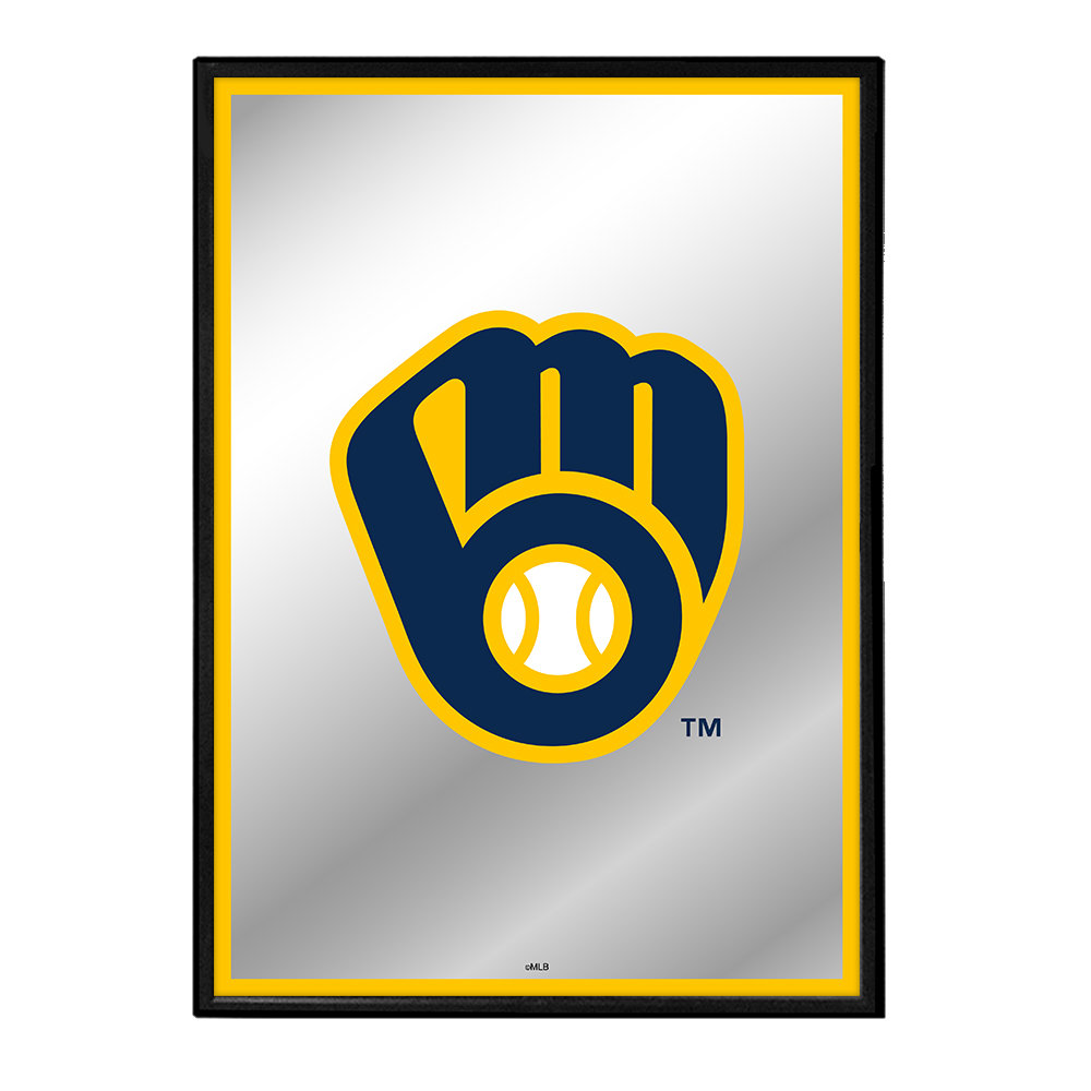 Milwaukee Brewers Vertical Framed Mirrored Wall Sign  