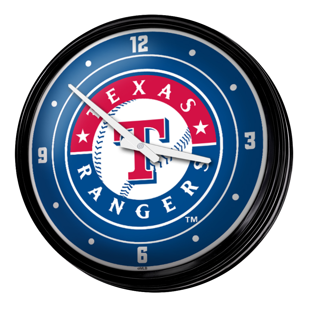 Texas Rangers Logo - Retro Lighted Wall Clock