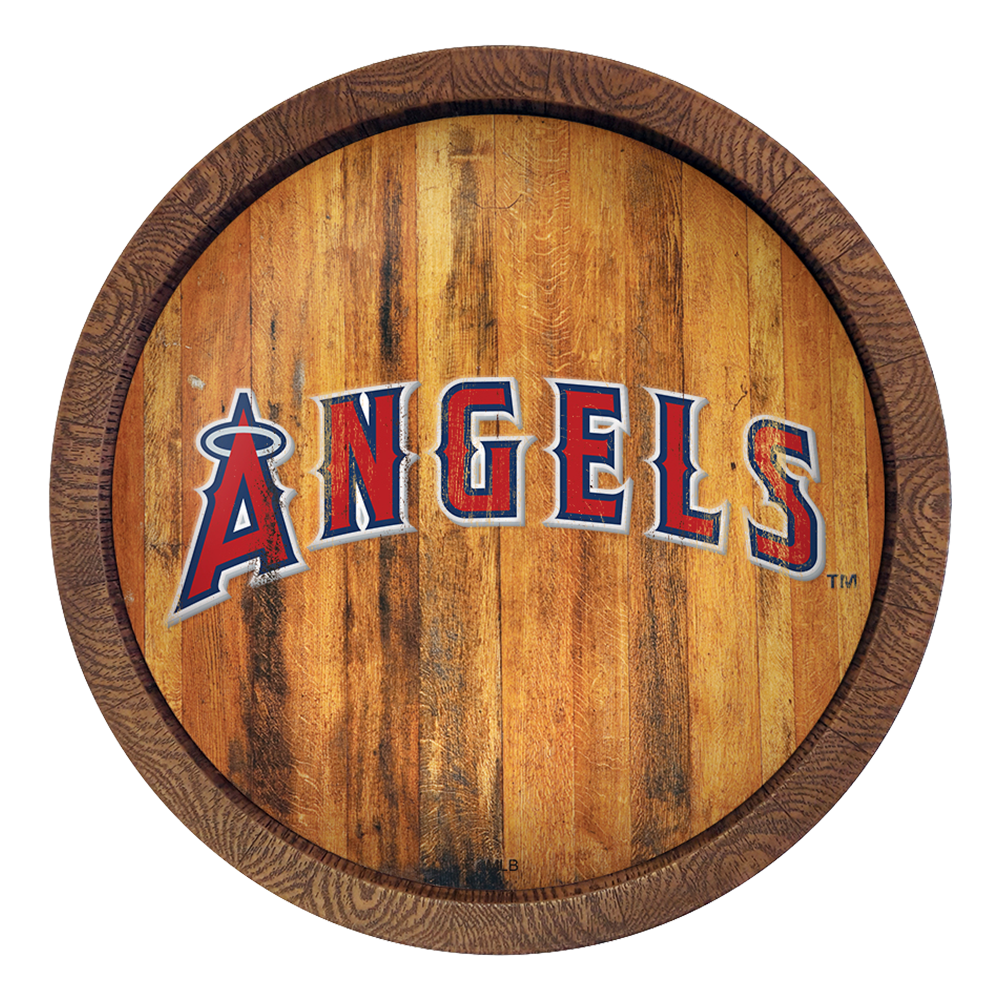 Los Angeles Angels Wordmark - Weathered "Faux" Barrel Top Sign  