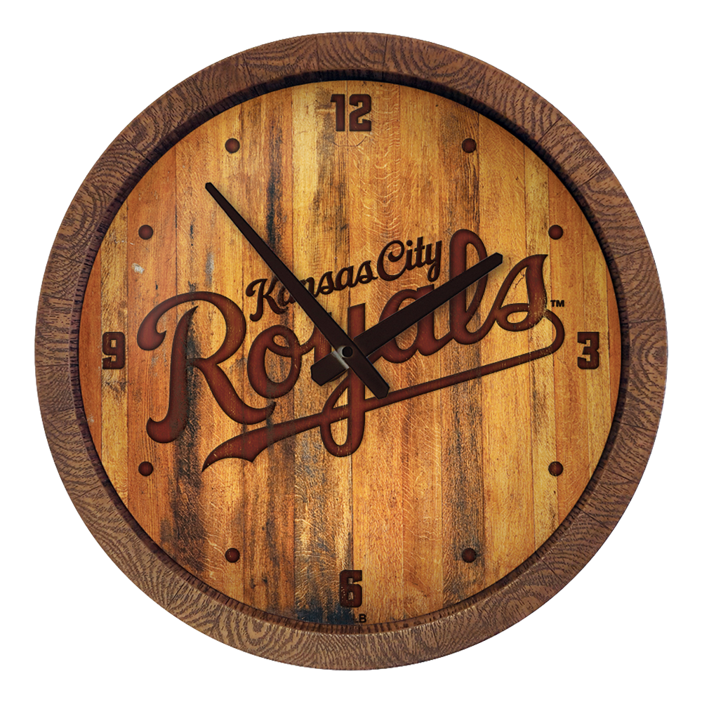 Kansas City Royals Wordmark - Branded "Faux" Barrel Top Clock  