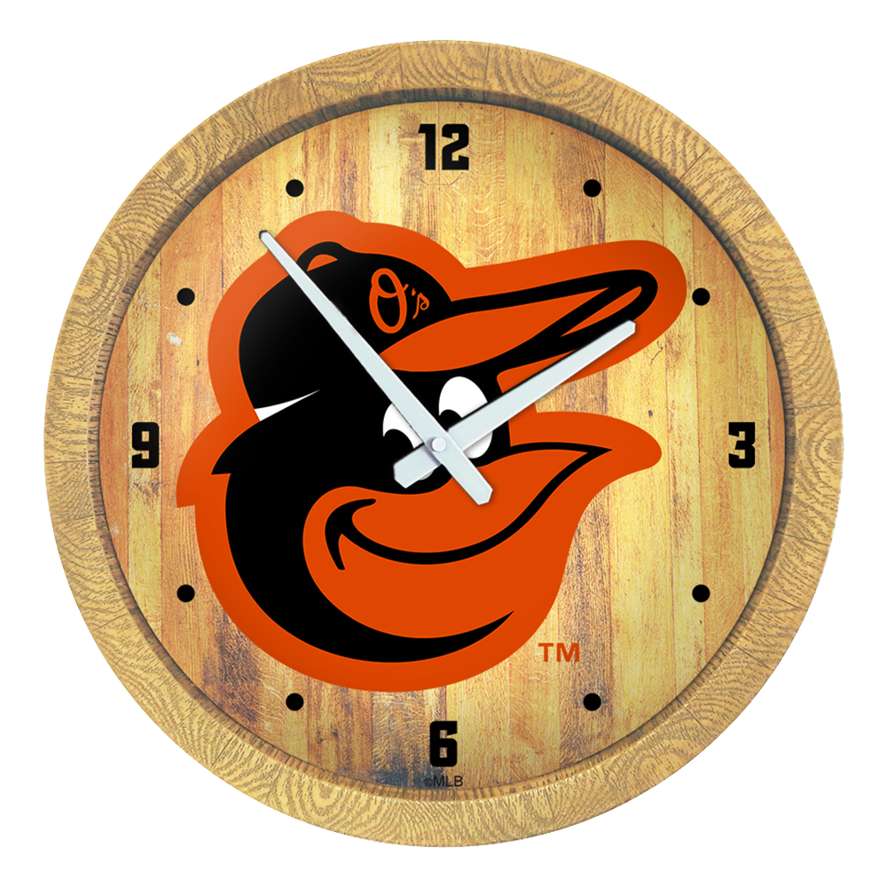 Baltimore Orioles: "Faux" Barrel Top Clock   