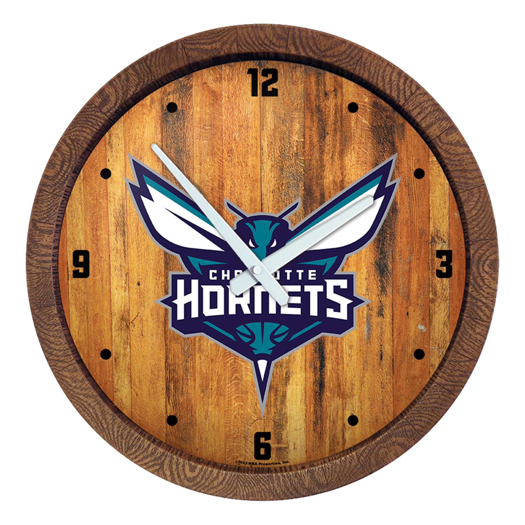 Charlotte Hornets: "Faux" Barrel Top Clock    