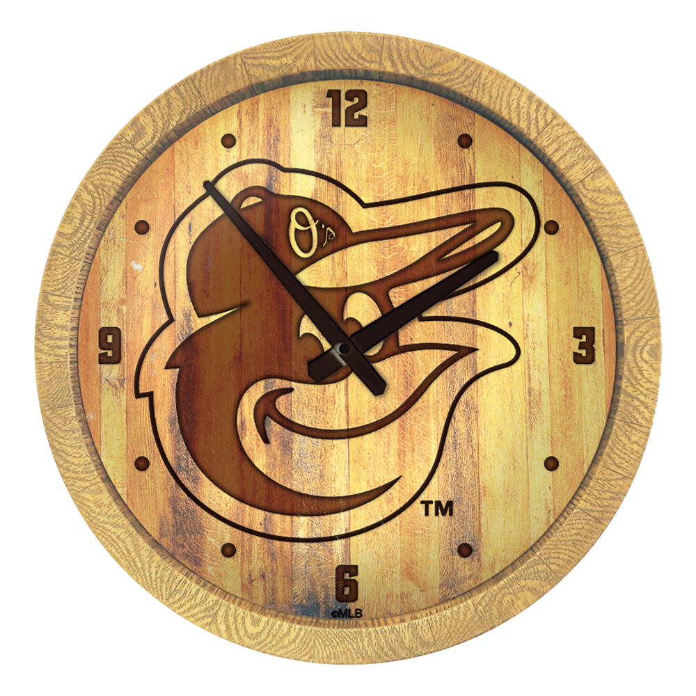 Baltimore Orioles: Branded "Faux" Barrel Top Clock   
