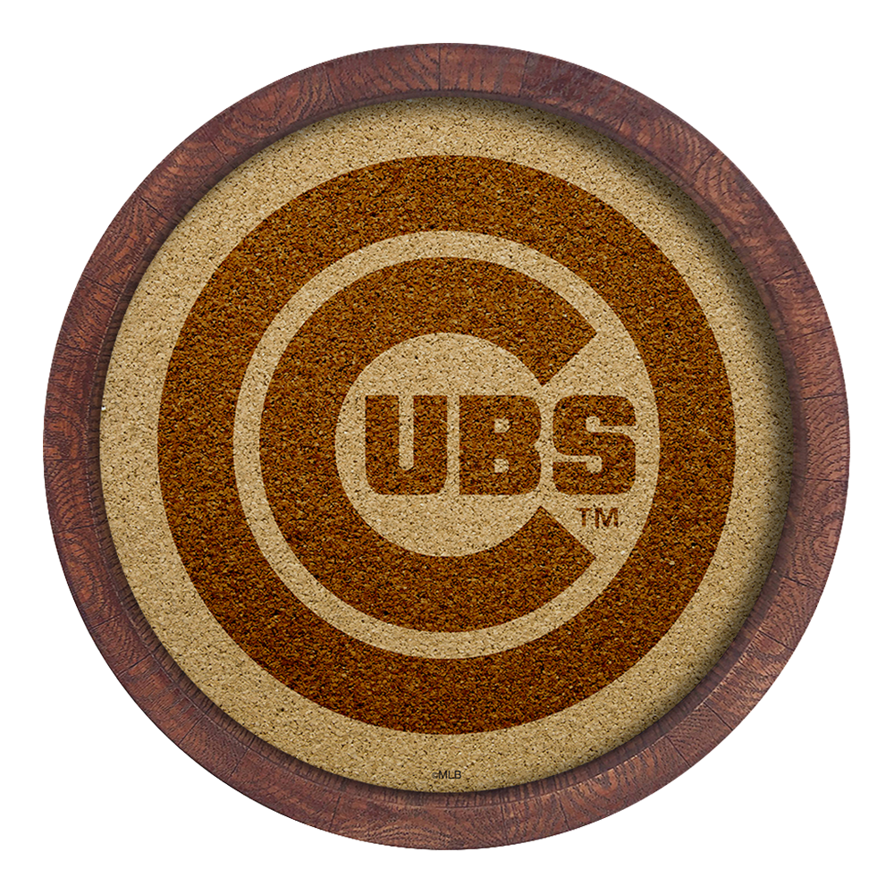 Chicago Cubs "Faux" Barrel Framed Cork Board  