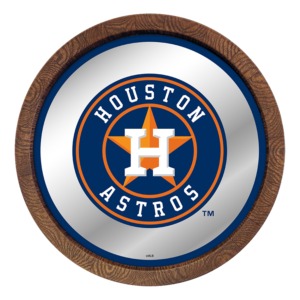 Houston Astros "Faux" Barrel Top Mirrored Wall Sign  