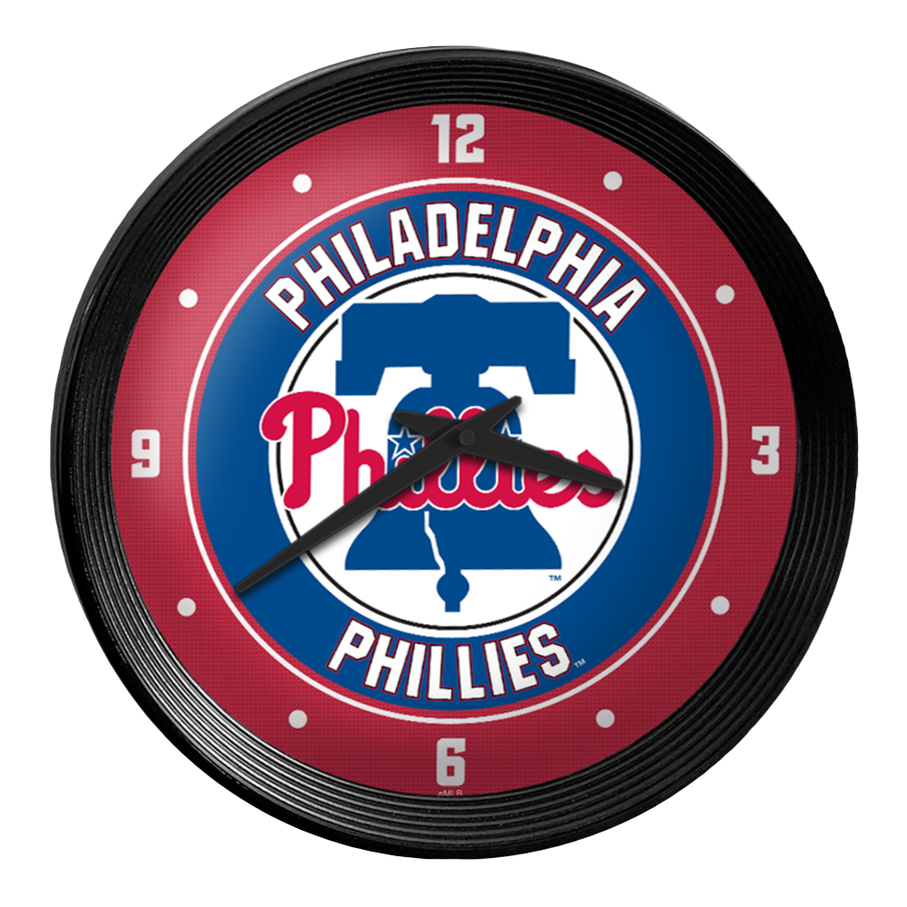 Philadelphia Phillies Ribbed Frame Wall Clock  