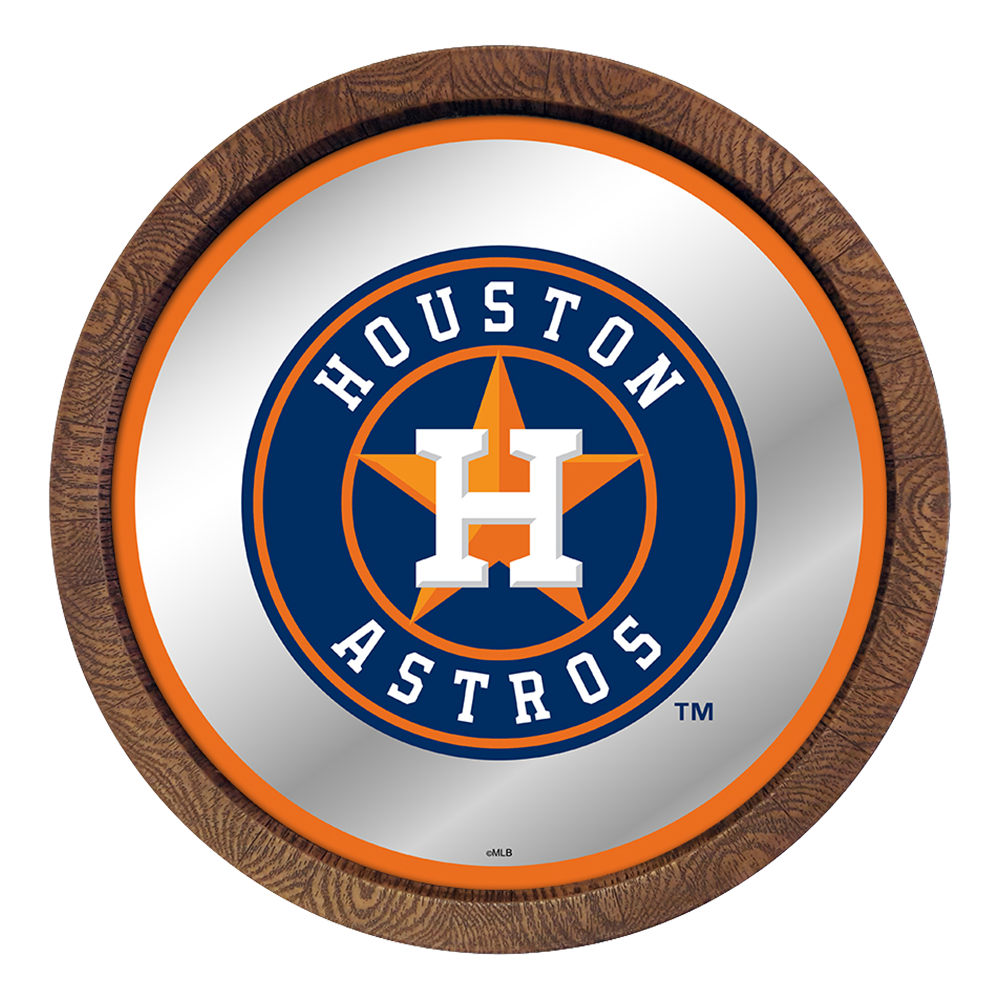 Houston Astros "Faux" Barrel Top Mirrored Wall Sign  