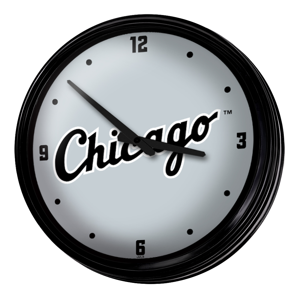 Chicago White Sox Wordmark - Retro Lighted Wall Clock  