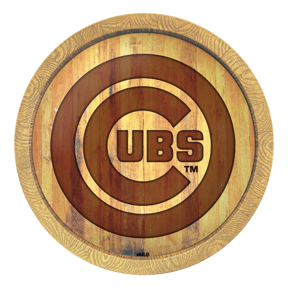 Chicago Cubs Branded "Faux" Barrel Top Sign  