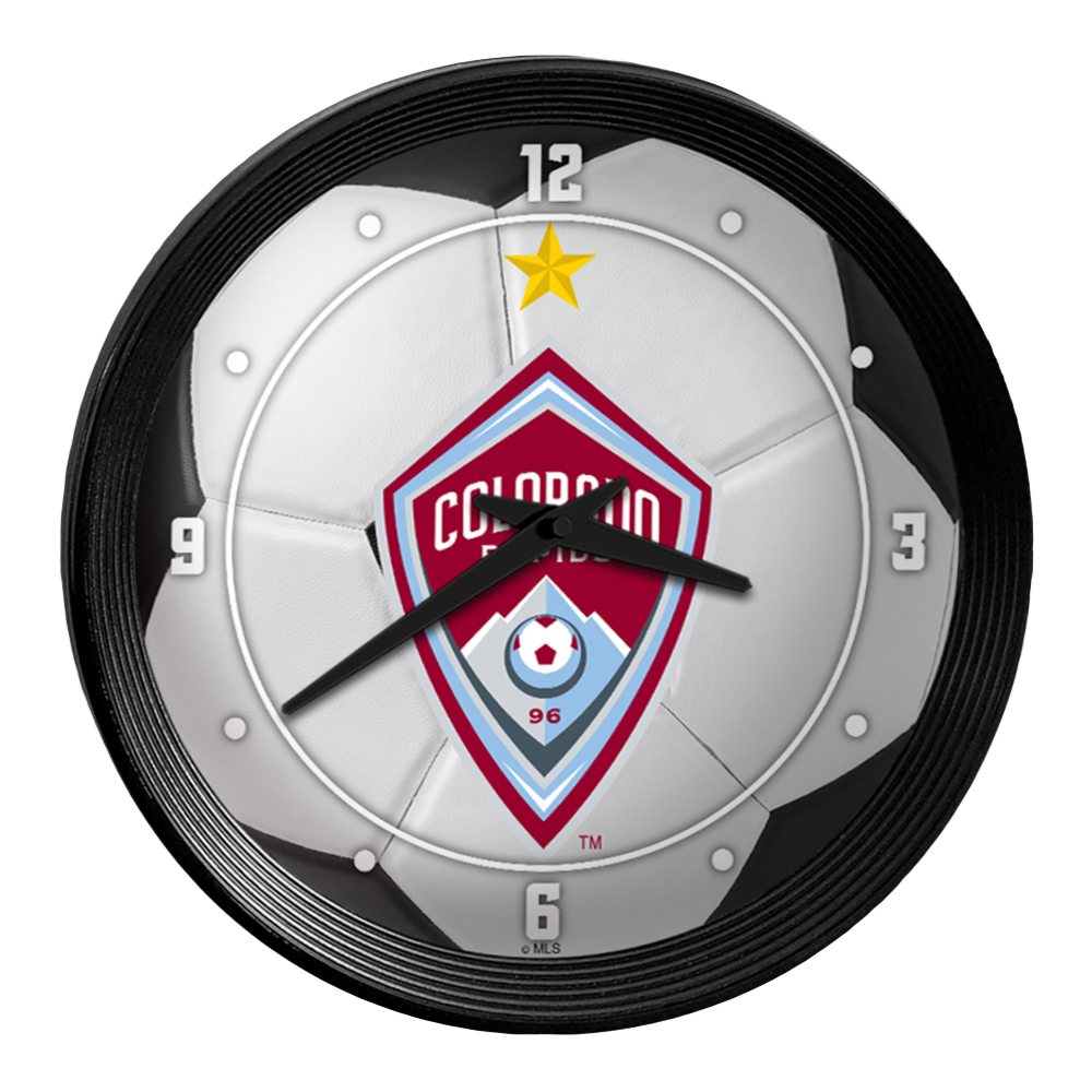Colorado Rapids: Soccer Ball - Ribbed Frame Wall Clock