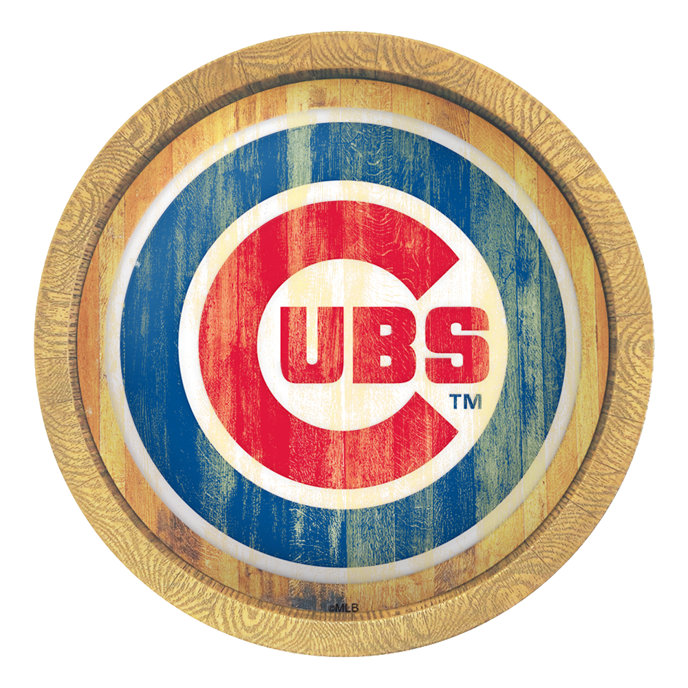 Chicago Cubs Weathered "Faux" Barrel Top Sign  